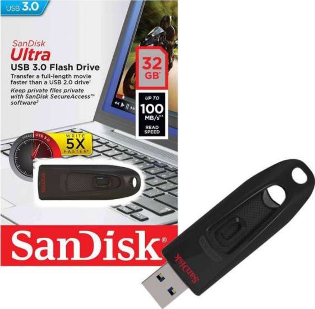 Флеш-накопичувач SanDisk USB 3.0 Ultra 32Gb (130Mb/s)