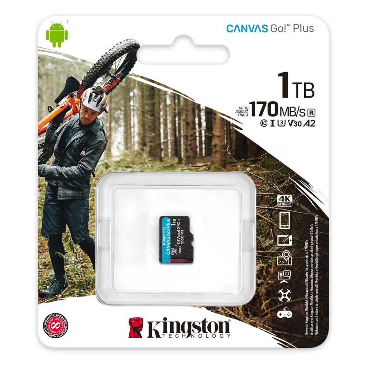 Карта пам`яті MicroSDXC 1TB UHS-I/U3 Class 10 Kingston Canvas Go! Plus R170/W90MB/s (SDCG3/1TBSP)