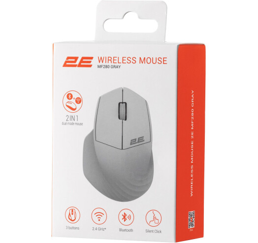 Безпровідна мишка 2E MF280 Silent WL BT Gray (2E-MF280WGR)