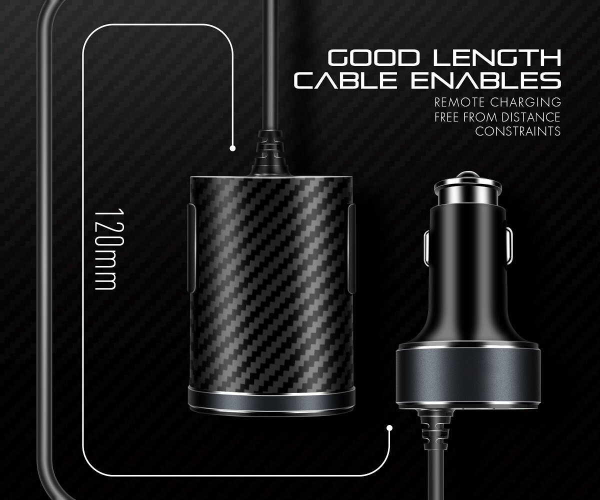 Автомобільний зарядний пристрій CHAROME C7 4-Port Front and Back Seat Car Charger Black