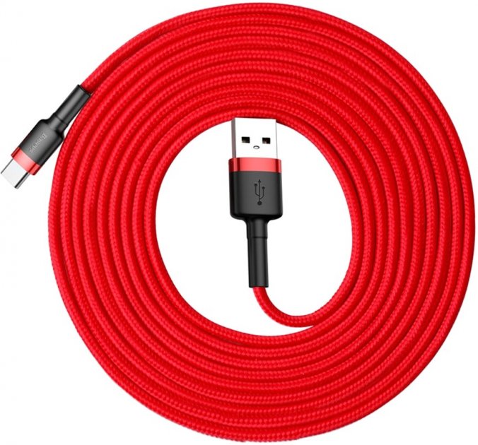 Кабель Baseus Cafule Cable USB Type-C 2A 3m Red/Red (CATKLF-U09)