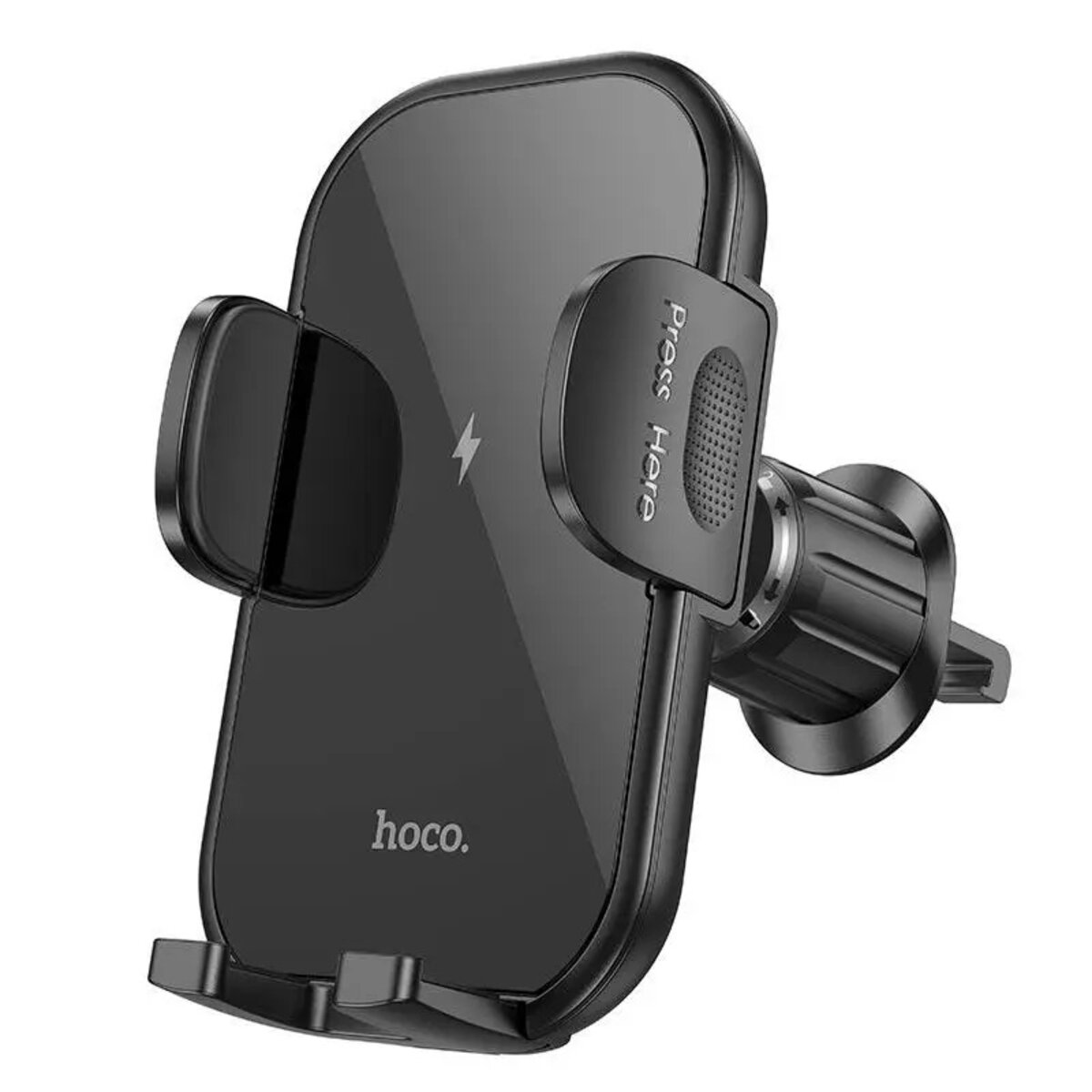 Тримач для мобiльного з БЗП HOCO HW4 Journey wireless fast charging car holder(air outlet) Black