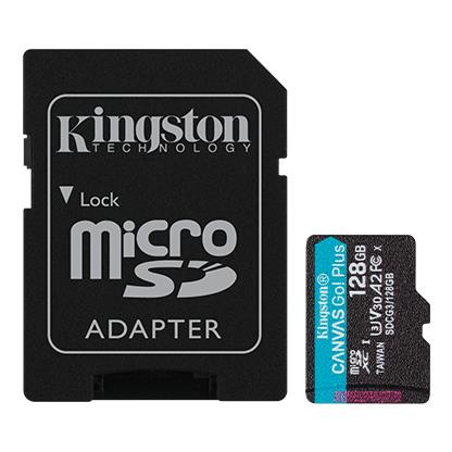 Карта пам'яті microSDXC (UHS-1 U3) Kingston Canvas Go Plus 128Gb class 10 A2 V30 (R170MB/s, W90MB/s) (adapter SD)