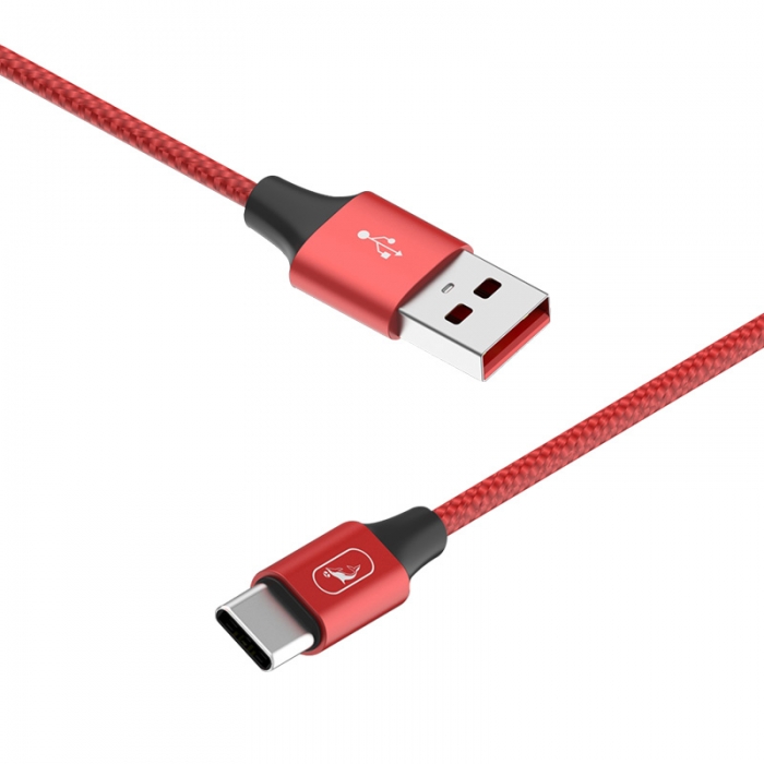 Кабель SkyDolphin S55T Neylon USB to Type-C 2.4A 1m Red (USB-000437)