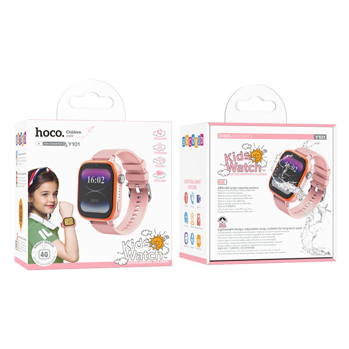 Смарт-годинник HOCO Y101 4G children smart watch Pink