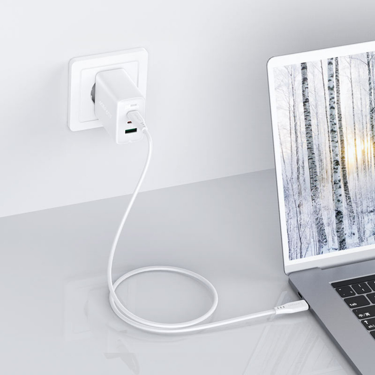 Мережевий зарядний пристрій ACEFAST A13 PD65W(USB-C+USB-C+USB-A) 3-port charger set White