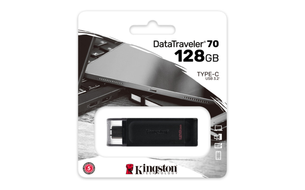 Флеш-накопичувач USB3.2 128GB Type-C Kingston DataTraveler 70 Black (DT70/128GB)