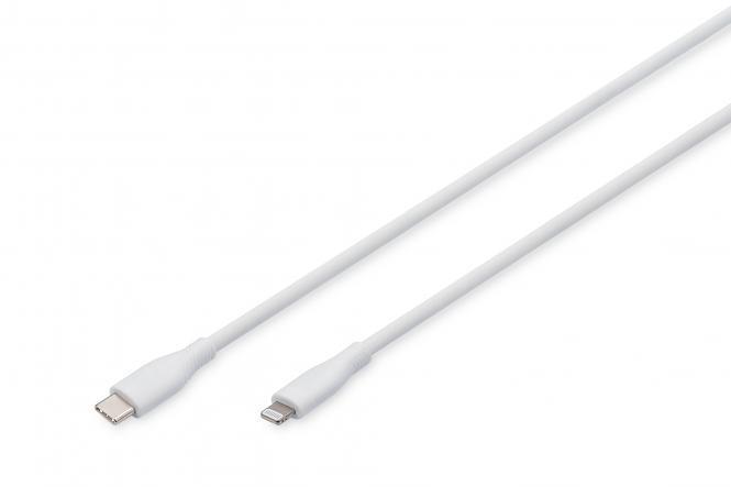 Кабель для зарядки USB, USB-C - Lightning 2 м, USB 2.0, 60W, силіконовий, білий AK-600110-020-W DIGITUS by ASSMANN