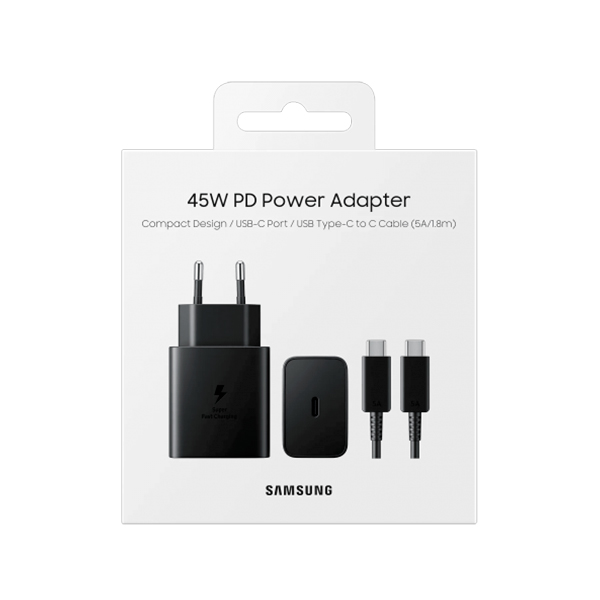 МЗП Samsung 45W Compact Power Adapter (w C to C Cable) Black (EP-T4510XBEGRU)