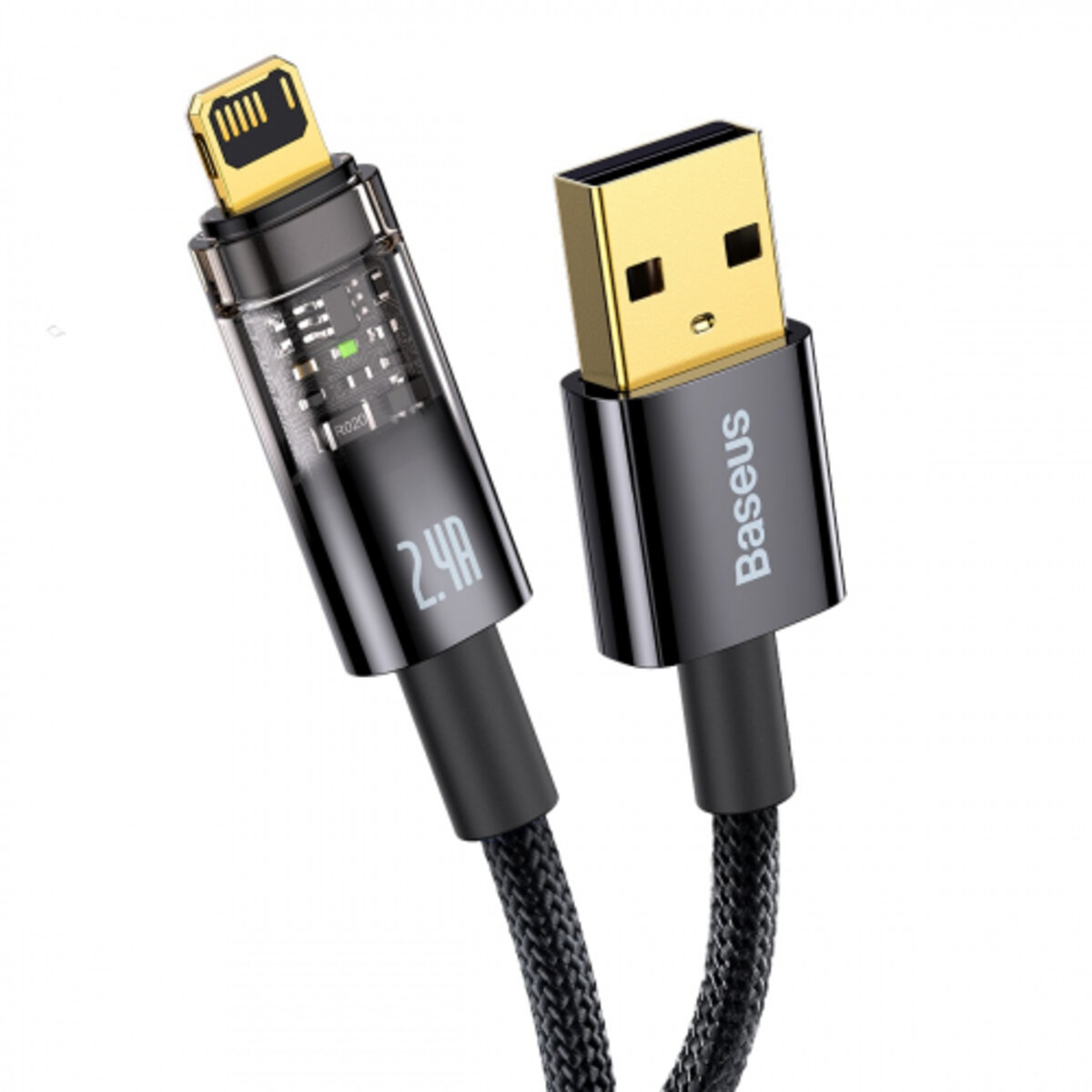 Кабель Baseus Explorer Series Auto Power-Off Fast Charging Data Cable USB to IP 2.4A 1m Black