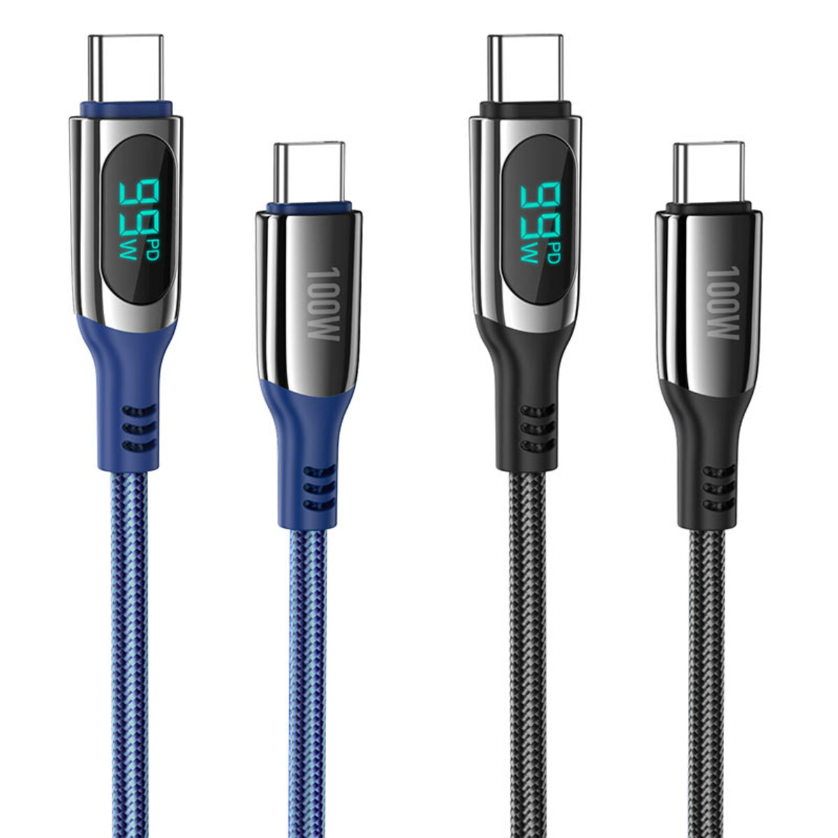 Кабель HOCO S51 Type-C to Type-C 100W, 1.2m, nylon, zinc+TPE connectors, Blue