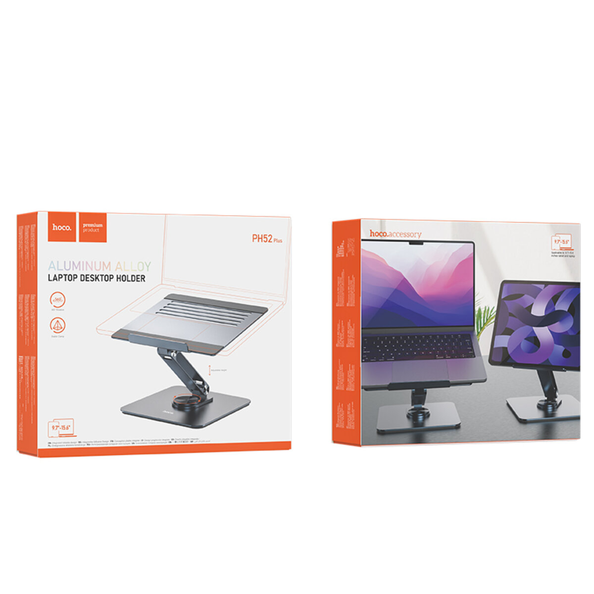Підставка для ноутбука HOCO PH52 Plus Might metal rotating laptop holder Metal Gray