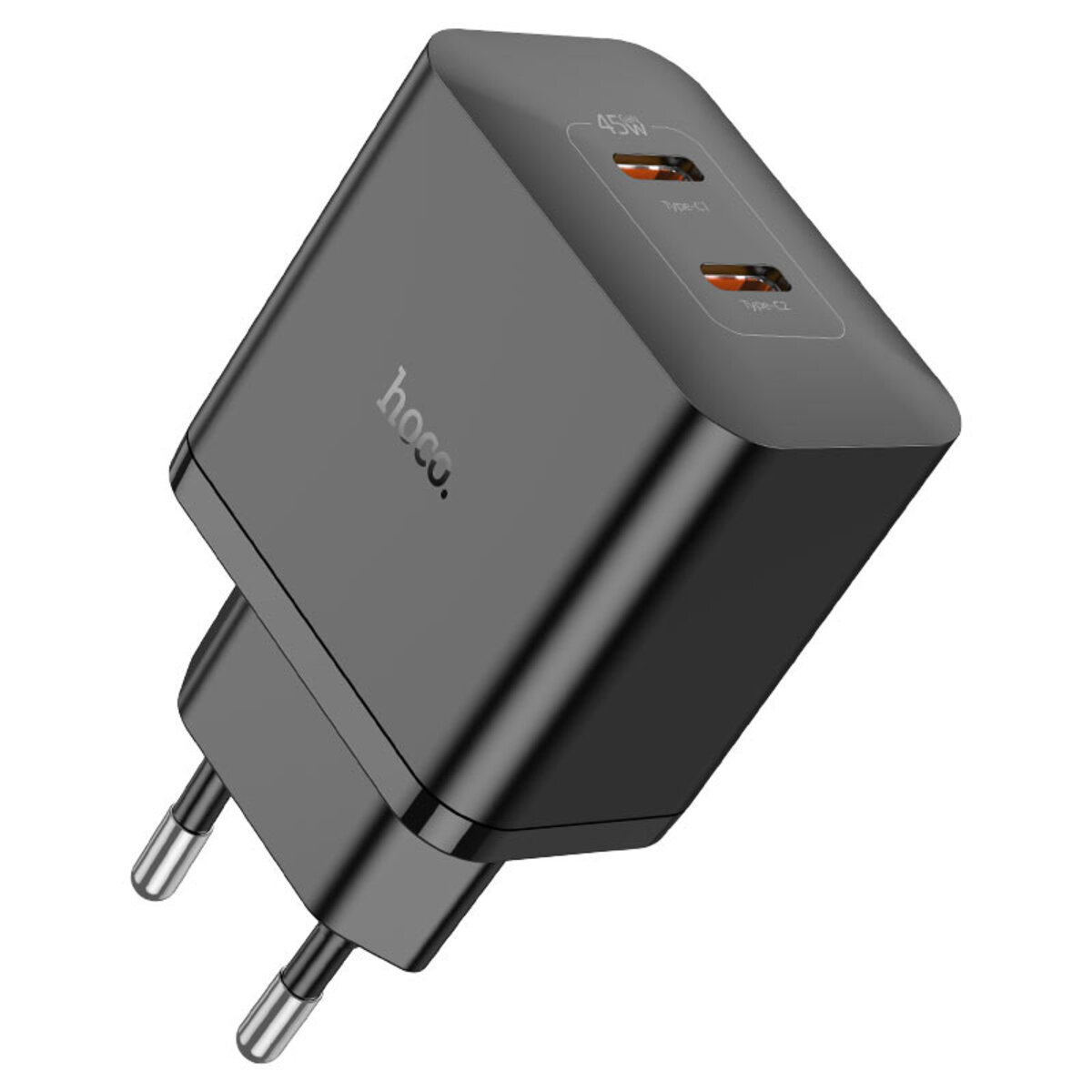 Мережевий зарядний пристрій HOCO N35 Streamer dual-port PD45W GaN (2C) charger(EU) Black