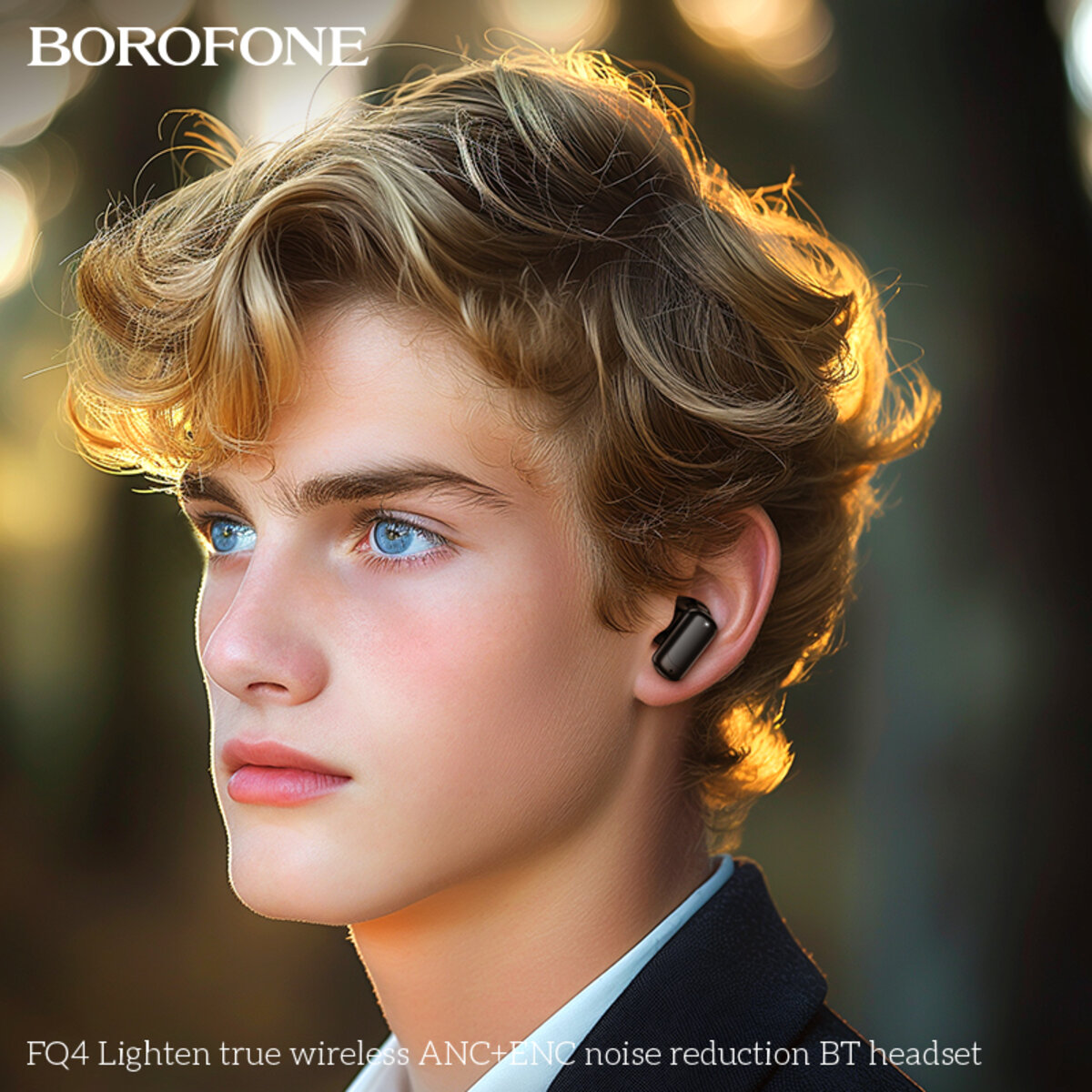 Бездротові навушники BOROFONE FQ4 Lighten true wireless ANC+ENC noise reduction BT headset Black