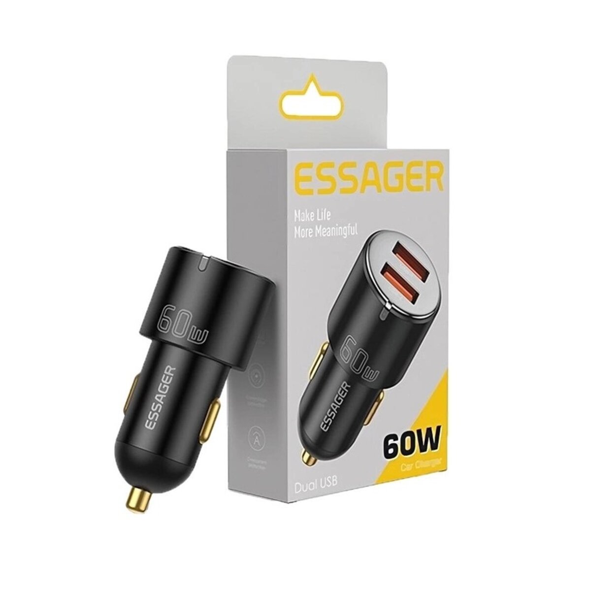 Автомобільний зарядний пристрій Essager City Dual Type-C + USB-A Car Charger 60W  black (ECC2C1A-FF01)