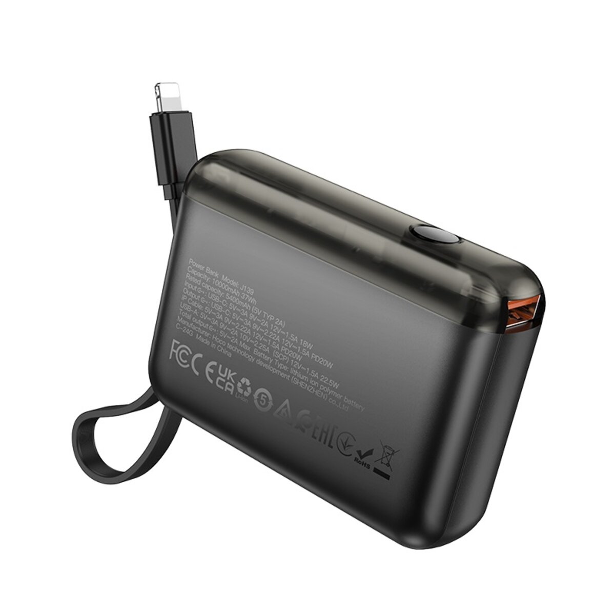 Зовнішній акумулятор HOCO J139 Hero 22.5W+PD20W fully compatible power bank(iP)(10000mAh) Black