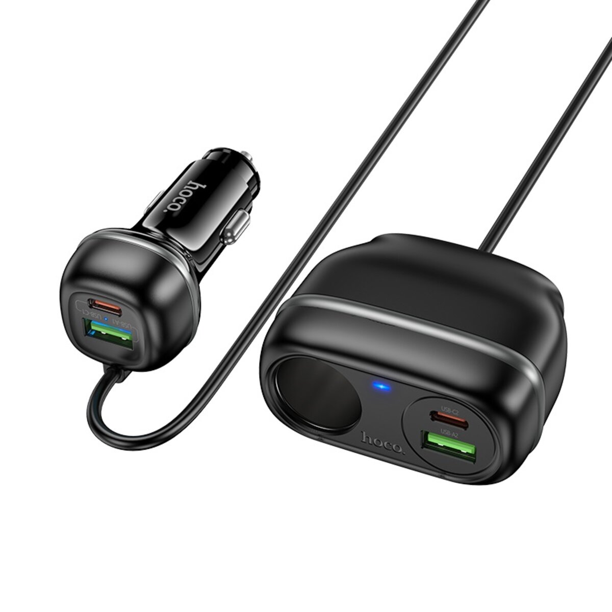 Автомобільний зарядний пристрій HOCO Z59A Rank 96W(2C2A) cigarette lighter slot car charger Black