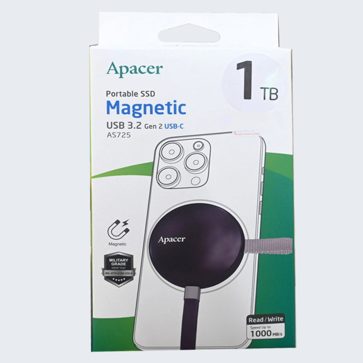 Портативний SSD Apacer Magnetic AS725 1 TB USB 3.2 Gen.2 Type-C MagSafe Black