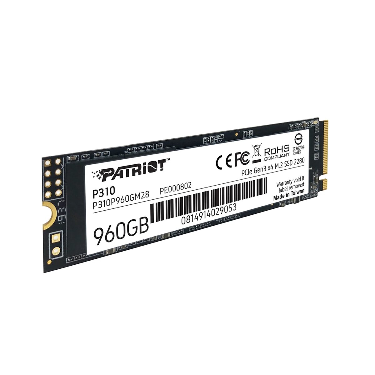 SSD M.2 Patriot P310 960GB NVMe 2280 PCIe 3.0x4 3D NAND TLC