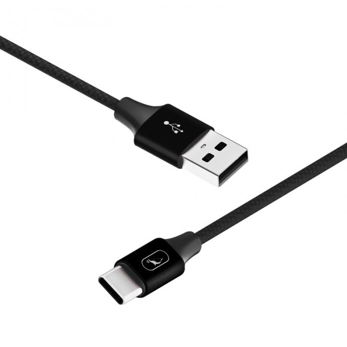 Кабель SkyDolphin S55T Neylon USB to Type-C 2.4A 1m Black
