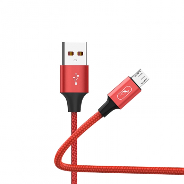 Кабель SkyDolphin S55V Neylon USB to Micro USB 2.4A 1m Red (USB-000439)