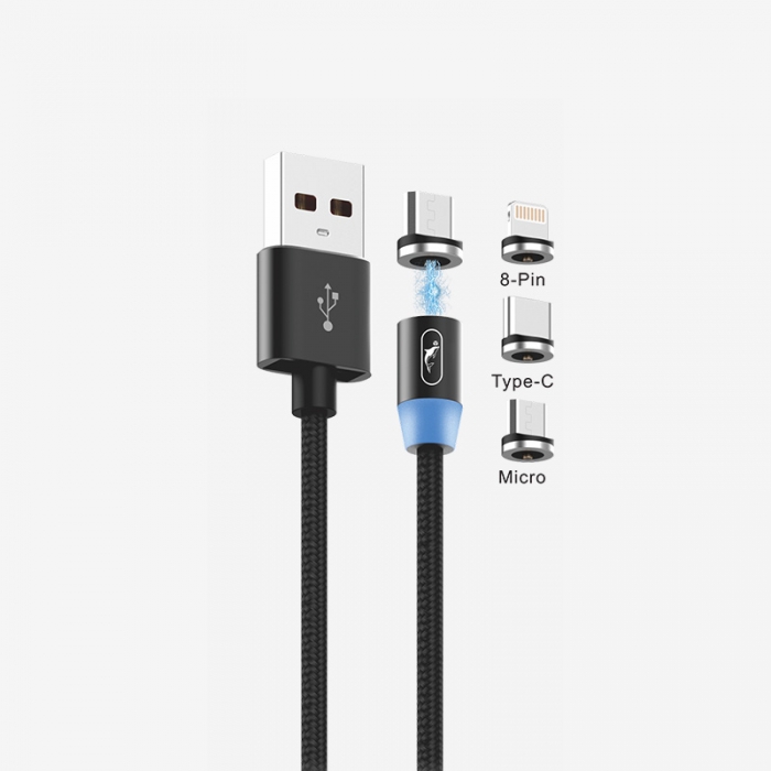 Кабель магнітний SkyDolphin S59KIT Magnetic Lightning/Micro USB/USB Type-C 2.4A 1m Black (USB-000547)