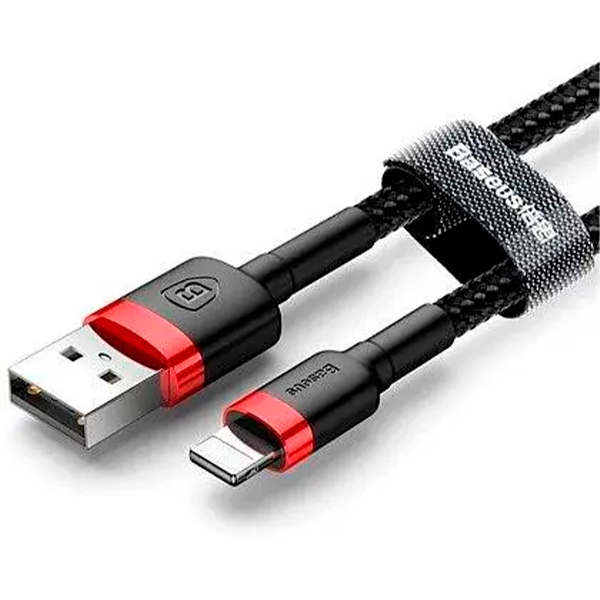 Кабель Baseus Cafule Cable USB Lightning 2.4A 1m Black/Red (CALKLF-B19)