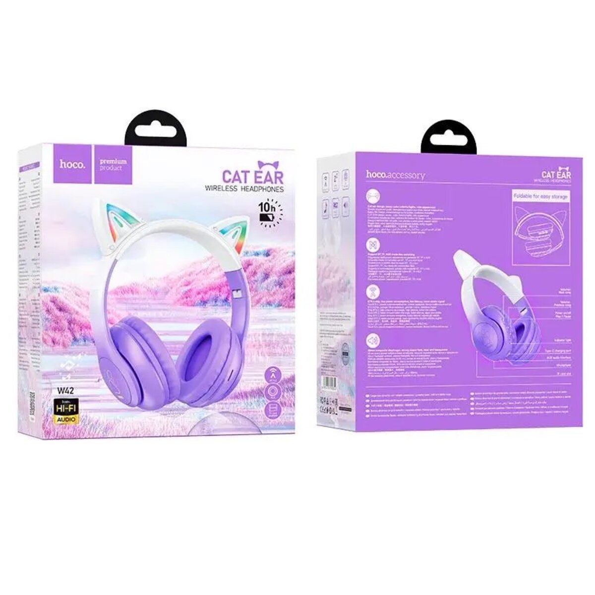 Навушники HOCO W42 Cat ears BT headphones Purple Grape