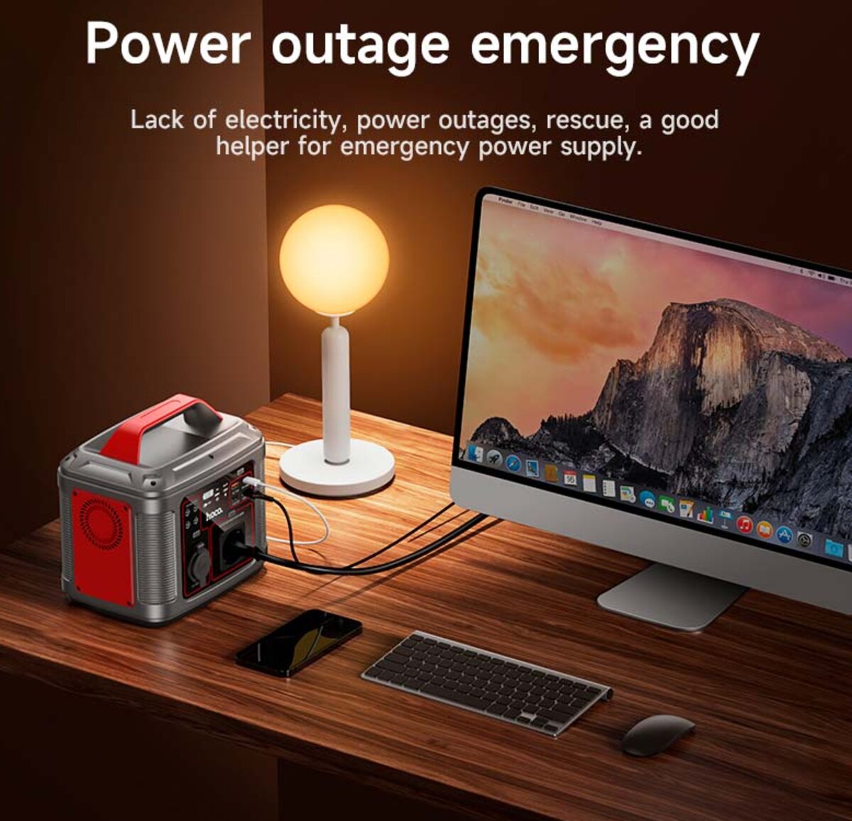 Портативна зарядна станція HOCO DB28 300W Iron Gray+Red