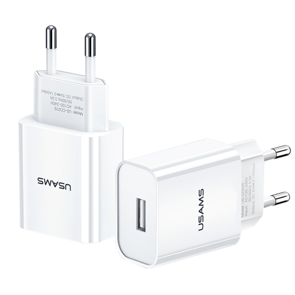 Мережевий зарядний пристрій Usams US-CC075 T18 Single USB Travel Charger (EU) White