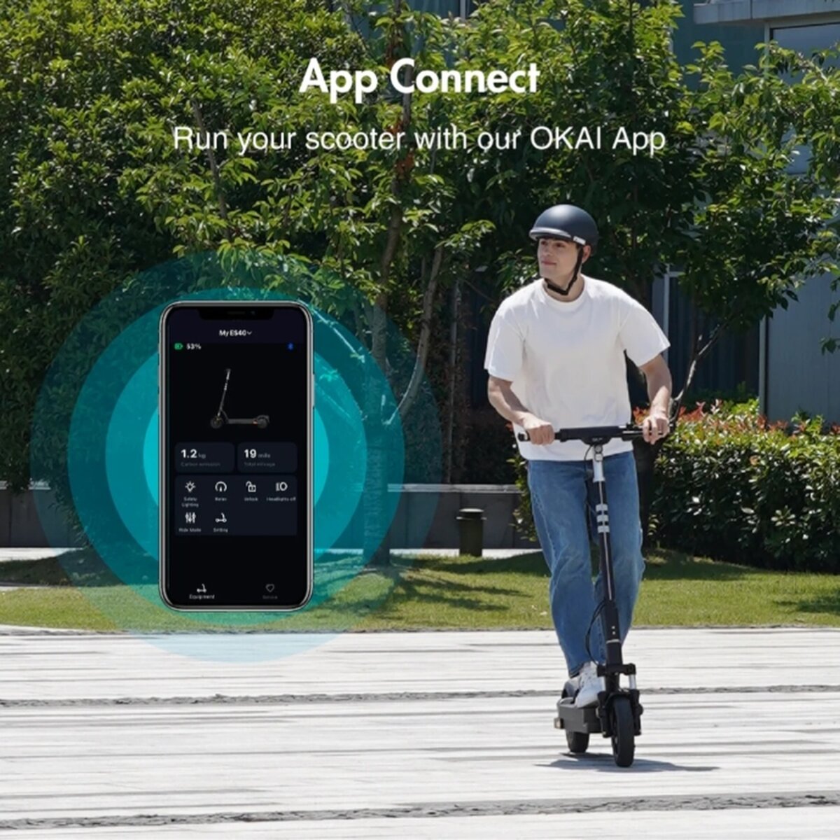 Електросамокат OKAI ES40-Black 10", 500(1000)W, 15.6Ah, 70km, 38kmh, 25%, NFC, App, 23kg