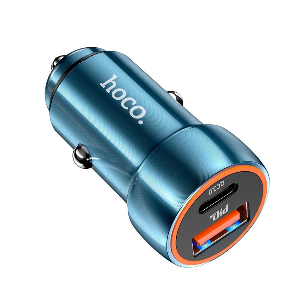 Автомобільний зарядний пристрій HOCO Z46A Blue whale PD20W+QC3.0 car charger set(Type-C) Sapphire Blue