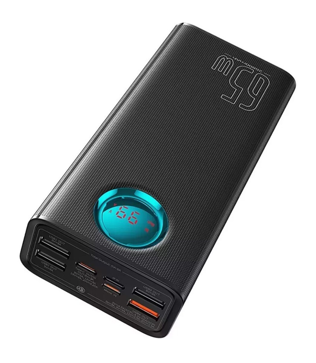 Зовнішній акумулятор Baseus Amblight Digital Display Fast Charge Power Bank 26800mAh 65W Cluster Black