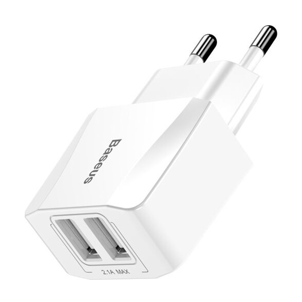 СЗУ Baseus USB Wall Charger 2xUSB 2.1A Mini Dual-U White (CCALL-MN02)