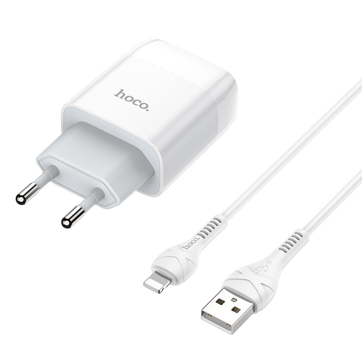 Мережевий зарядний пристрій HOCO C72A Glorious single port charger set (iP) White