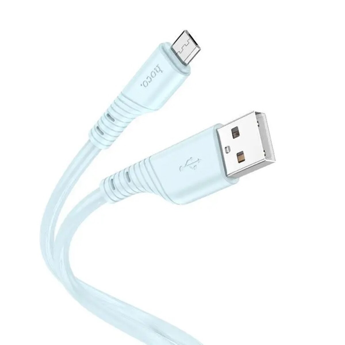 Кабель HOCO X97 Crystal color silicone charging data cable Micro light blue