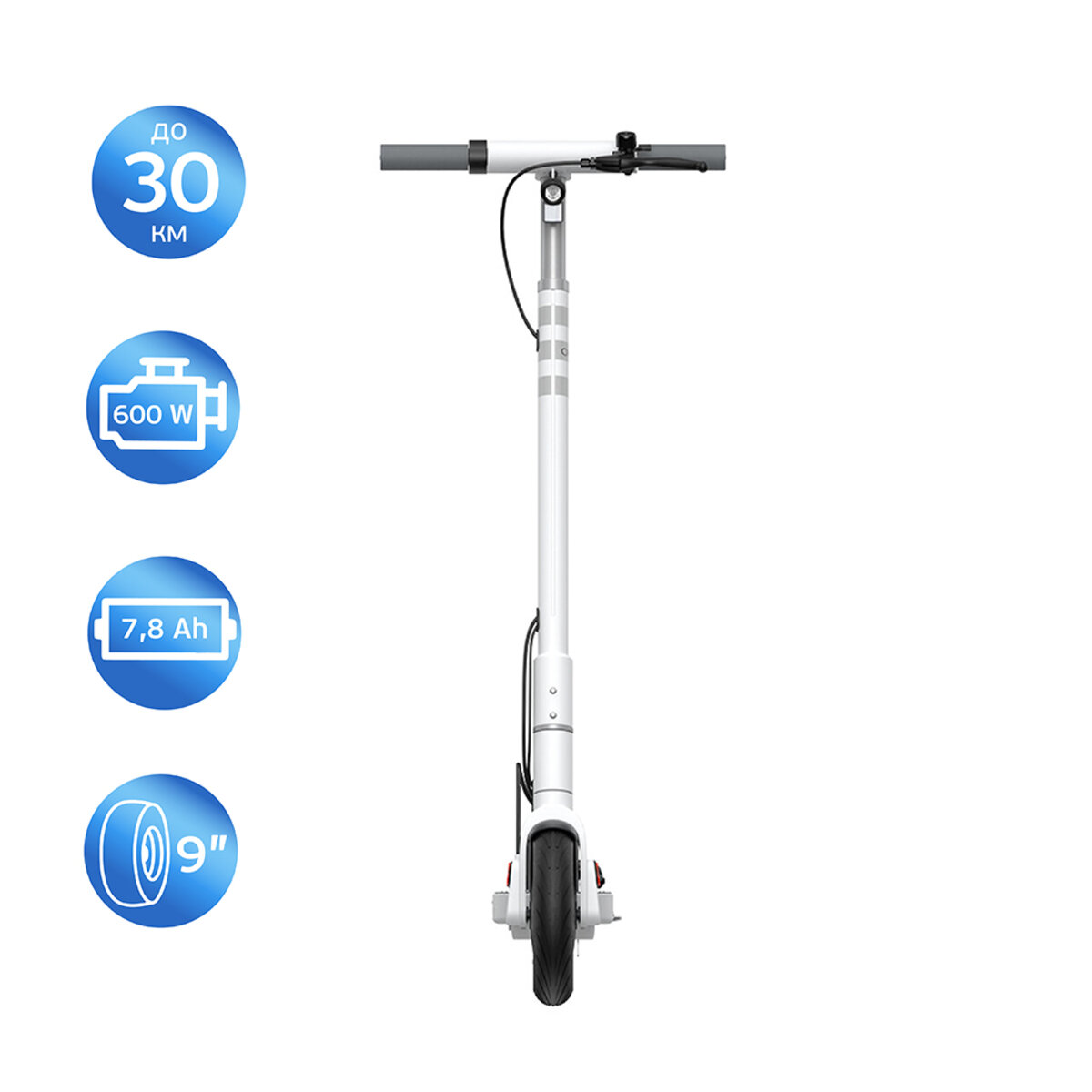 Електросамокат OKAI ES10-NEON Lite White 9", 300(600)W, 7.8Ah, 30km, 25kmh, 20%, NFC, App, 15kg