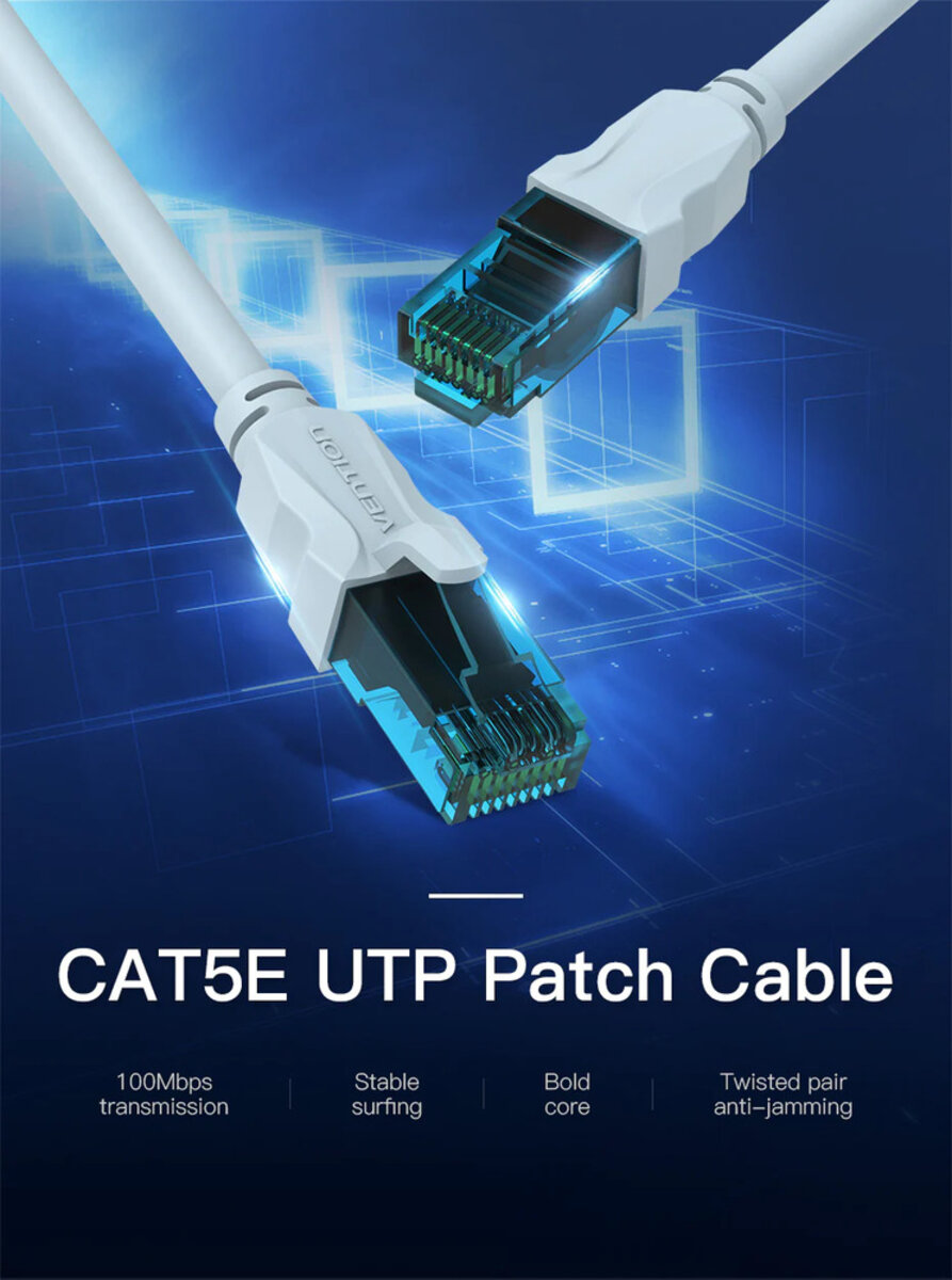 Кабель Vention Cat.5E UTP Patch Cable 3M Blue (VAP-A10-S300)