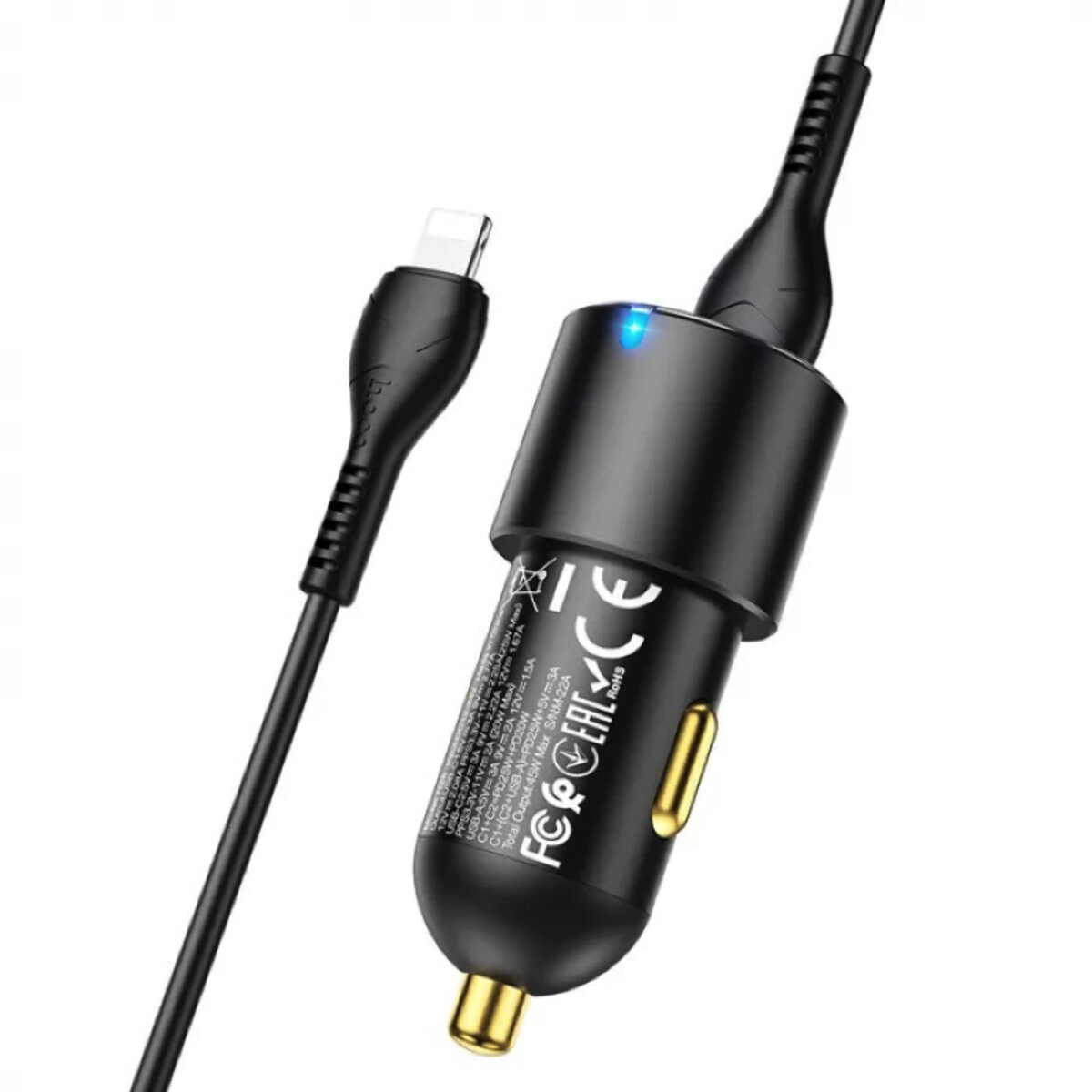 Автомобільний зарядний пристрій HOCO NZ6 PD45W 3-port(2C1A) car charger set(Type-C to iP) Black