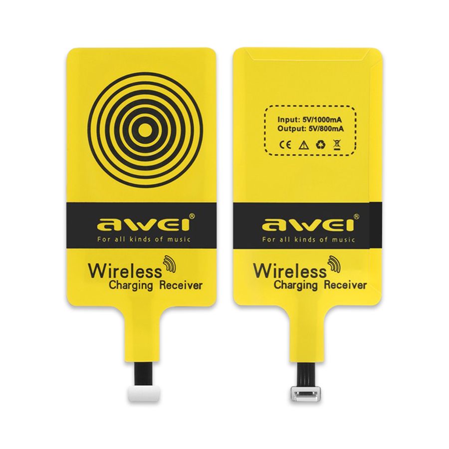 Ресивер для беспроводной зарядки Awei I6 Wireless для iPhone Yellow