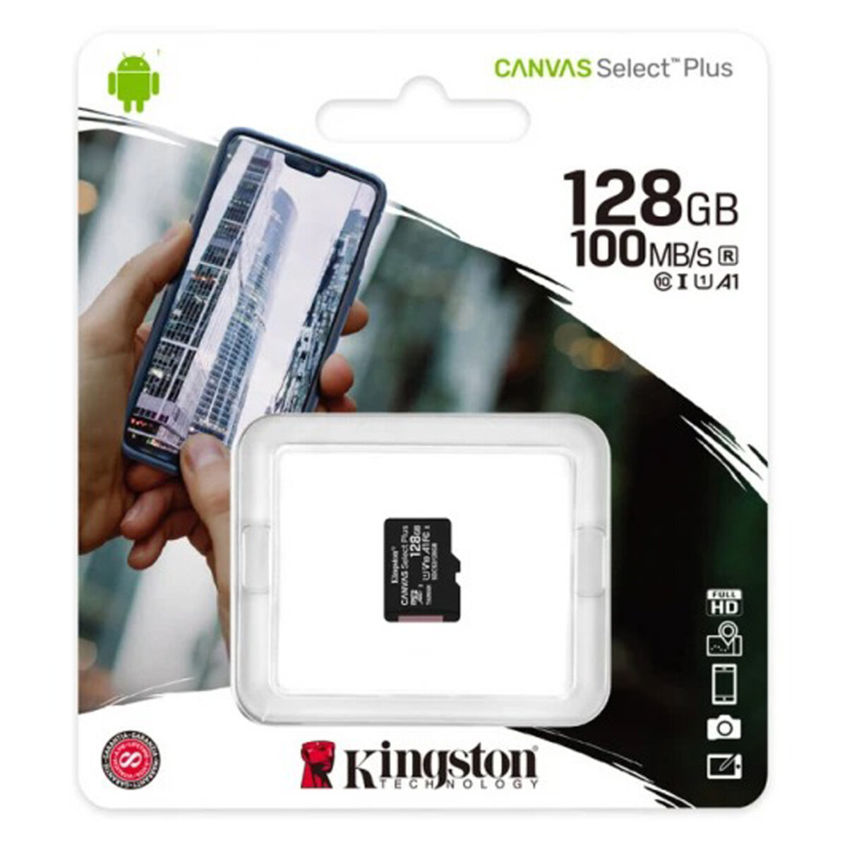 Карта пам'яті microSDXC (UHS-1) Kingston Canvas Select Plus 128Gb class 10 А1 (R-100MB/s)