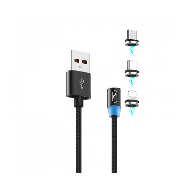 Кабель SkyDolphin S59KIT Magnetic Lightning/Micro USB/USB Type-C 2.4A 1m Black (USB-000547)