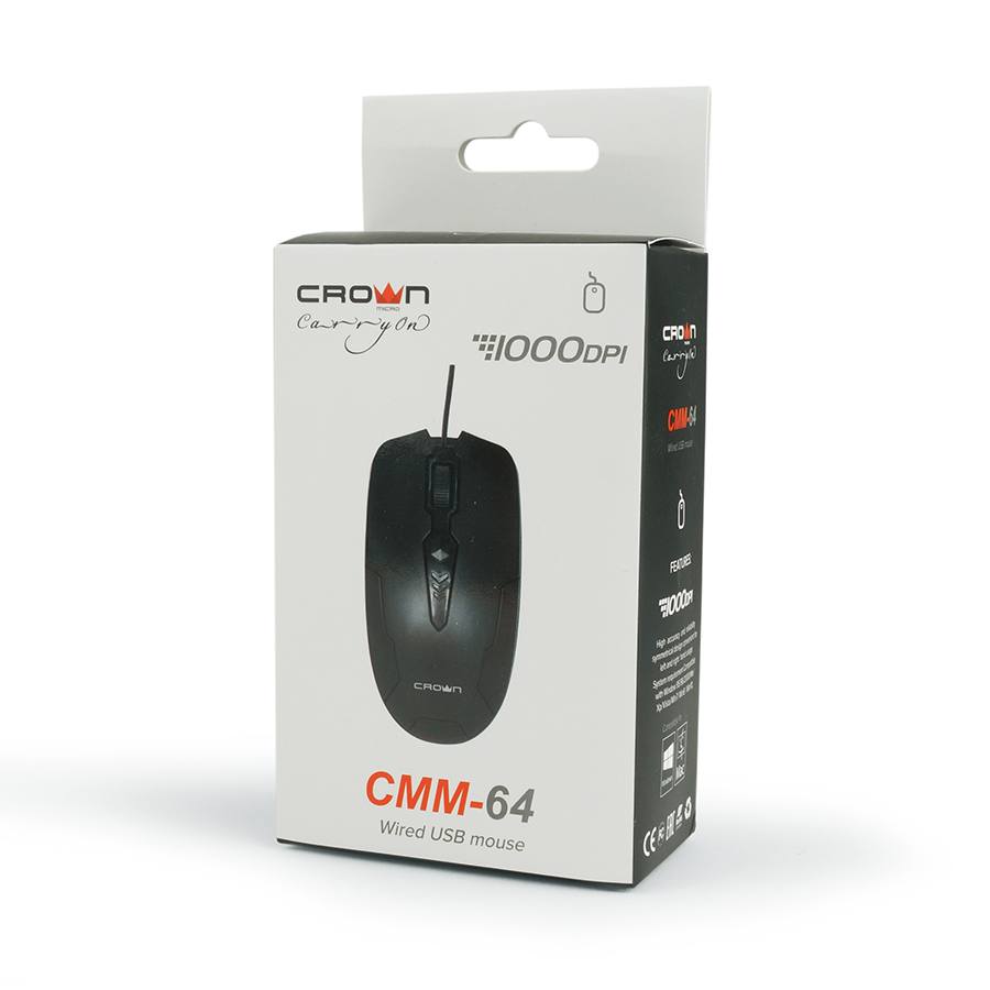 Дротова миша Crown CMM-64 Black USB