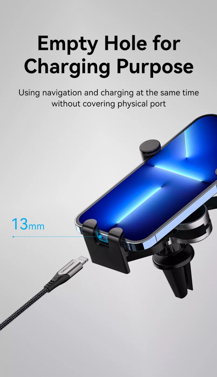 Автотримач для телефону Vention Auto-Clamping Car Phone Mount With Duckbill Clip Gray Crossbar Type (KCEH0)