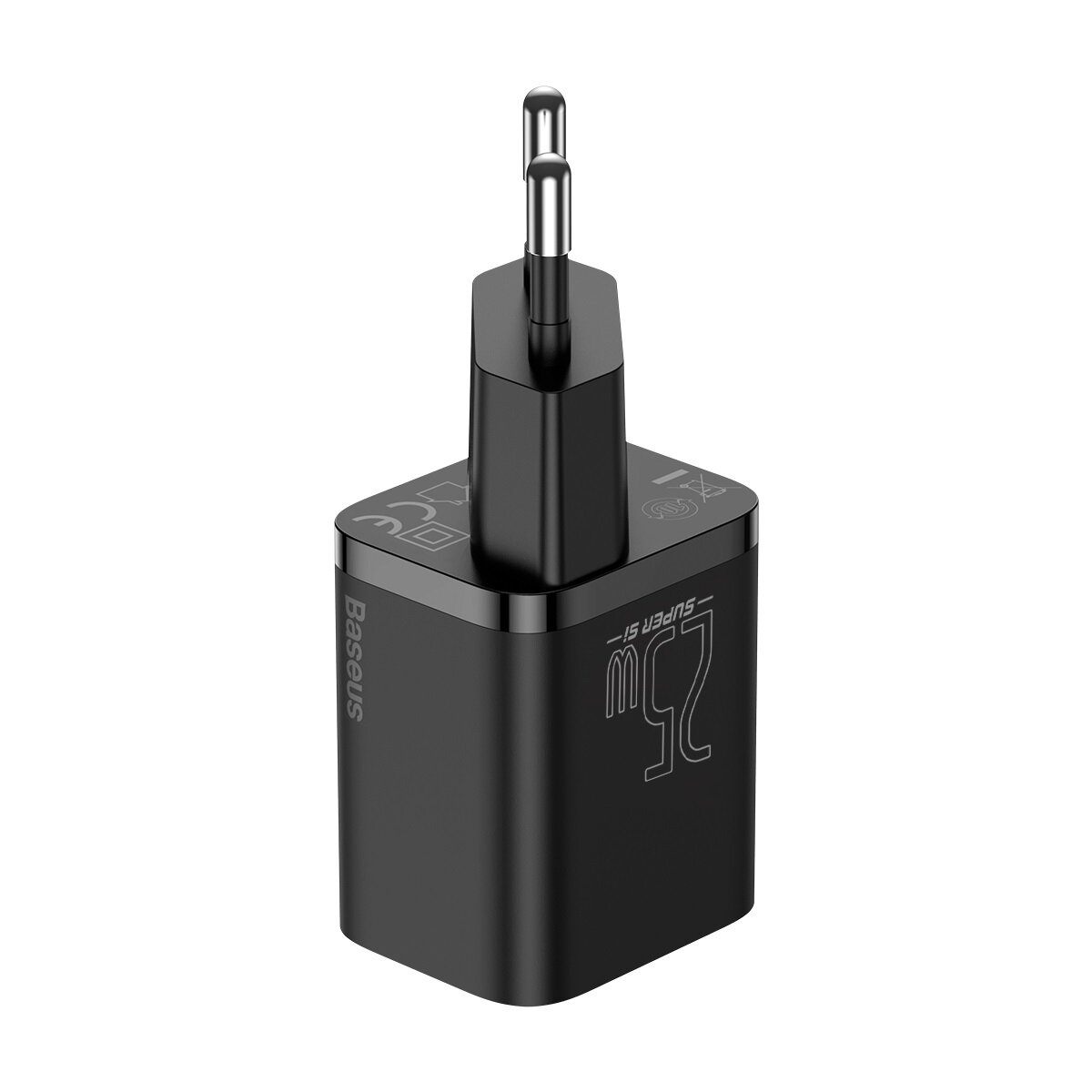 Мережевий зарядний пристрій Baseus Super Si Quick Charger 1C 25W EU Sets Black（With Mini White Cable Type-C to Type-C 3A 1m Black）
