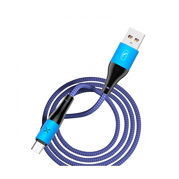 Кабель SkyDolphin S49V LED Aluminium Alloy USB to Micro USB 3A 1m Black/Blue