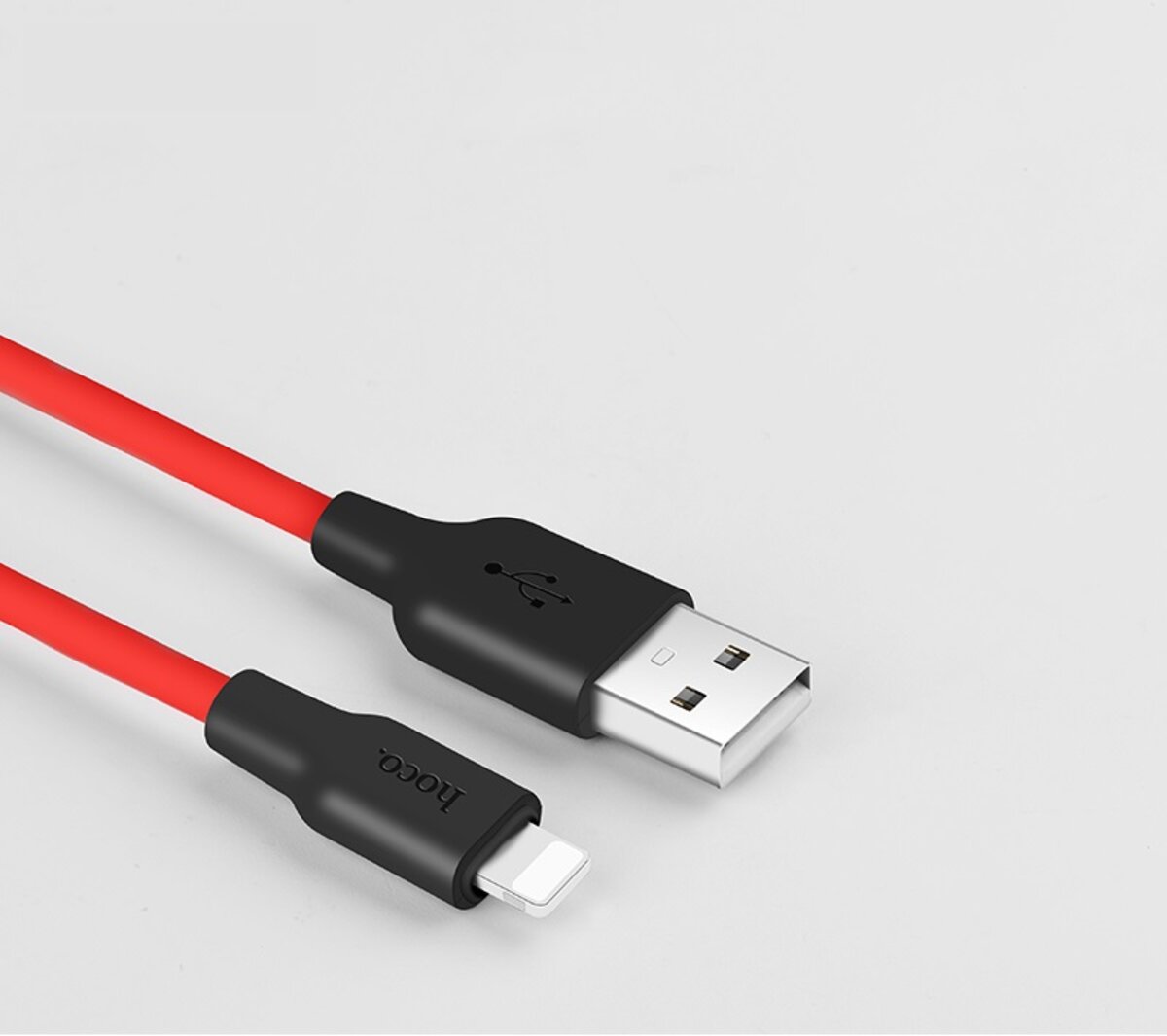 Кабель HOCO X21 USB to iP 2A, 1m, silicone, TPE connectors, Black+Red