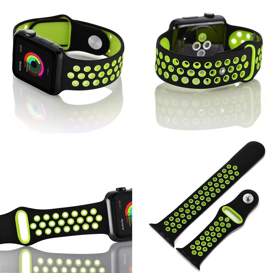 Ремешок для Apple Watch 38mm/40mm Nike Watch Band Black/Green