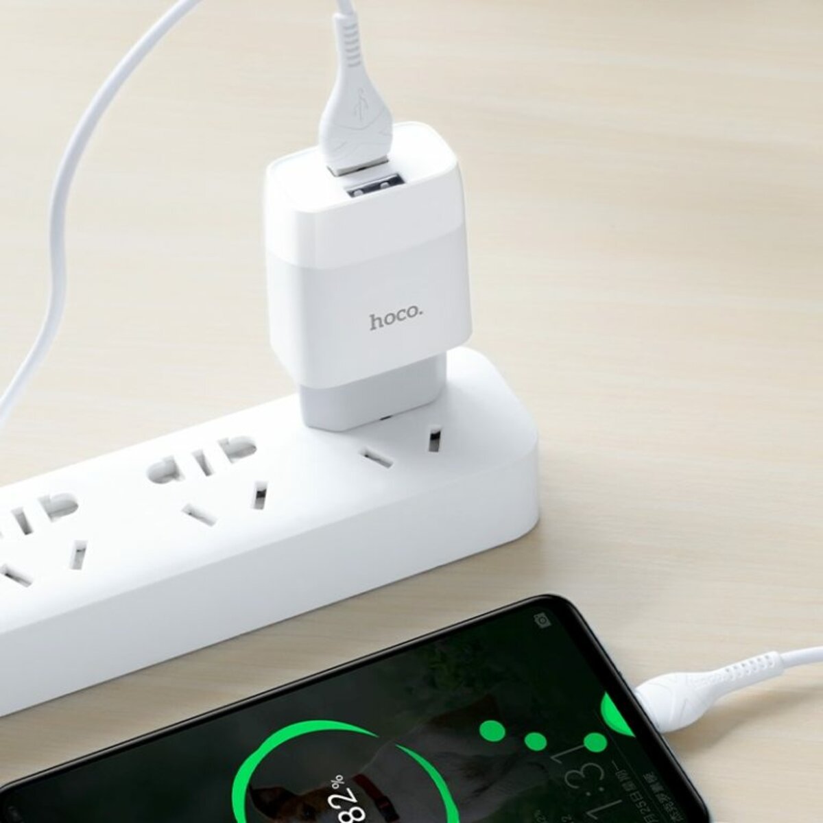 Мережевий зарядний пристрій HOCO C73A Glorious dual port charger set(Type-C) 12W White