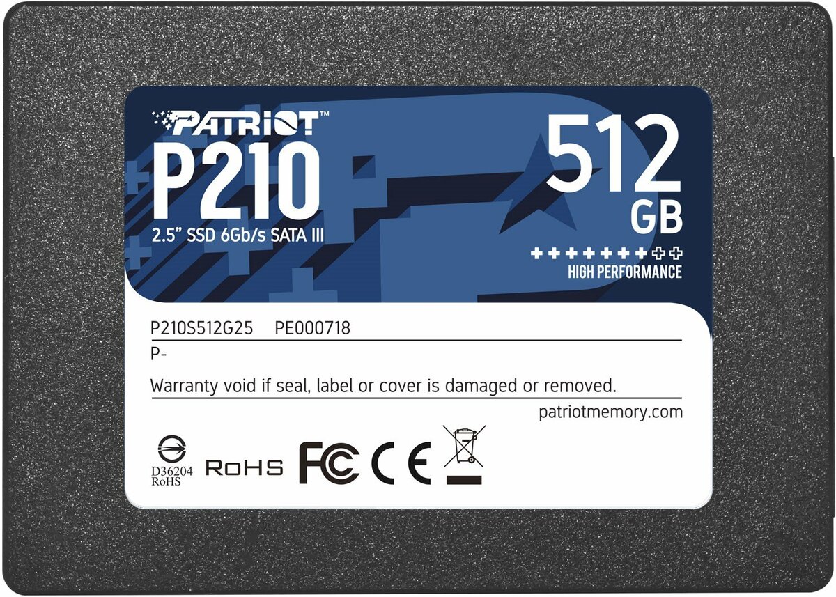 Накопичувач SSD Patriot P210 512GB 2.5" 7mm SATAIII 3D QLC